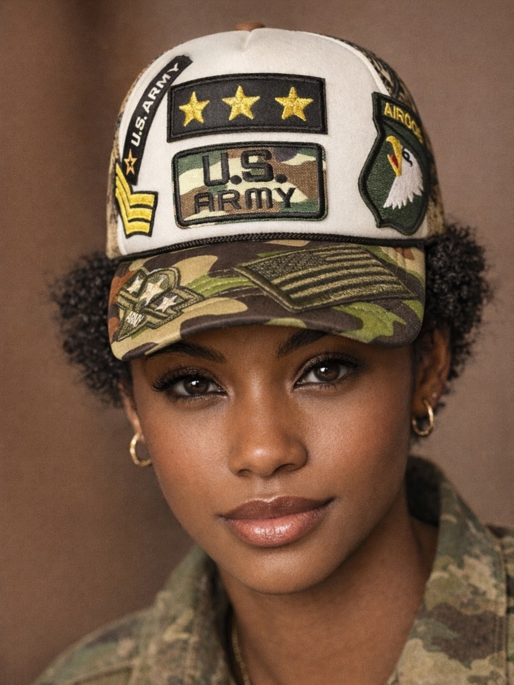 Military-Inspired U.S. Army Patch Camouflage Cap
